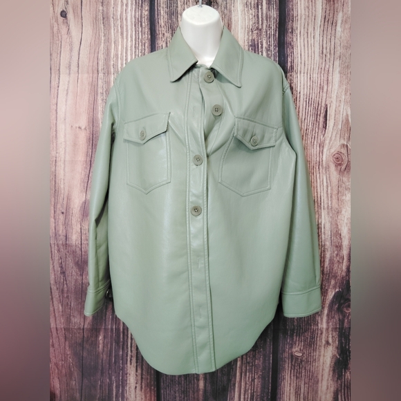 Wilfred Womens Sleek Green Leather Looking Jacket Size Xs In Brand New Condition